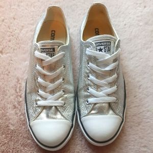 Converse silver metallic shoes